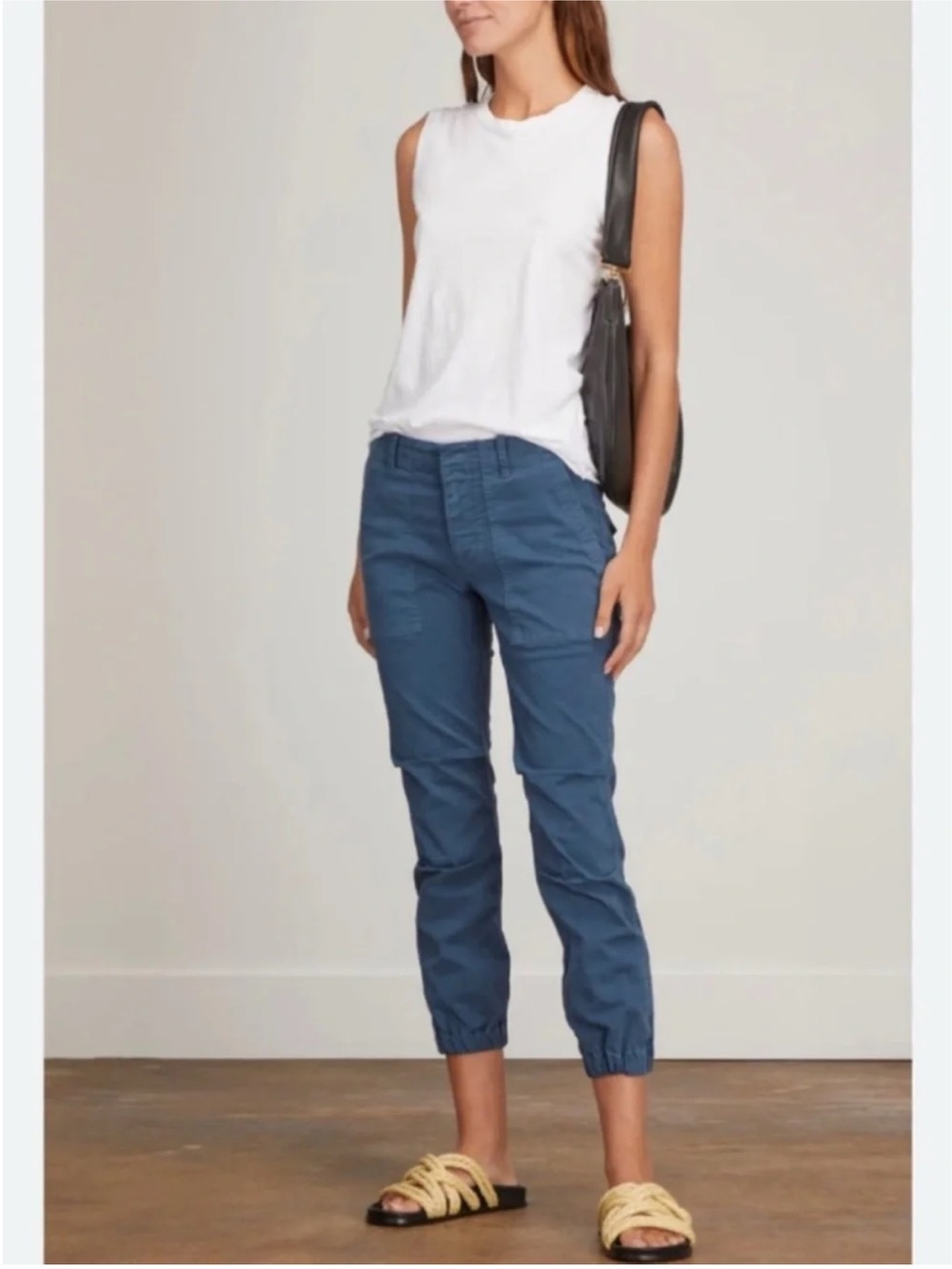 Nili Lotan Jogger Cropped Military Pants in Washed Blue Size 4